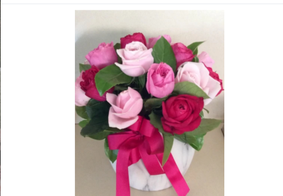 Rose Melody - Beautiful Roses in different shades of pink (colours optional upon request ).Arranged in either in a ceramic pot, glass vase or a hat box.